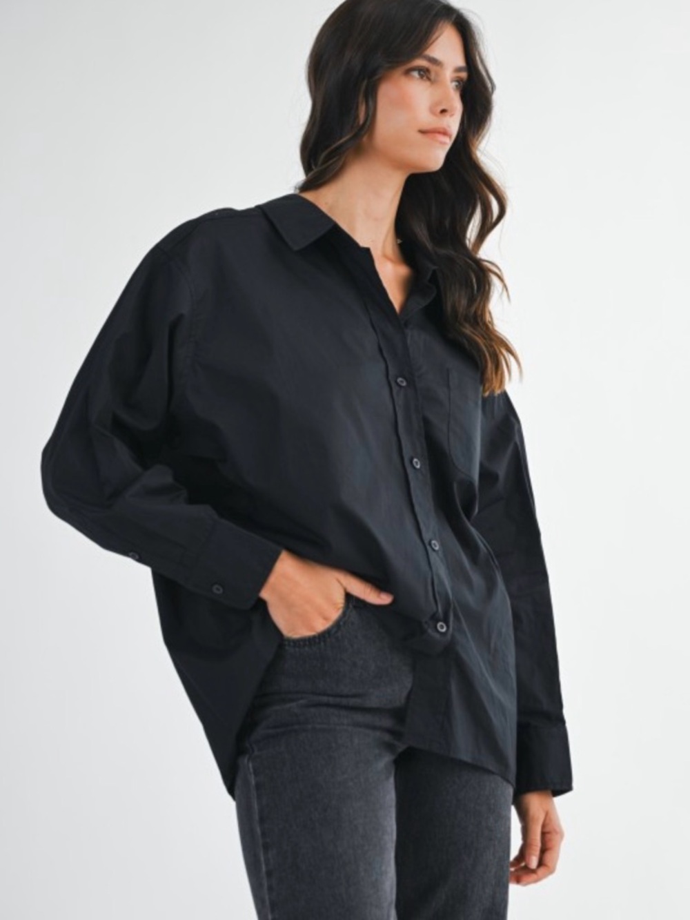 MARBLE Black Button-Up Shirt - Picture 2 of 11